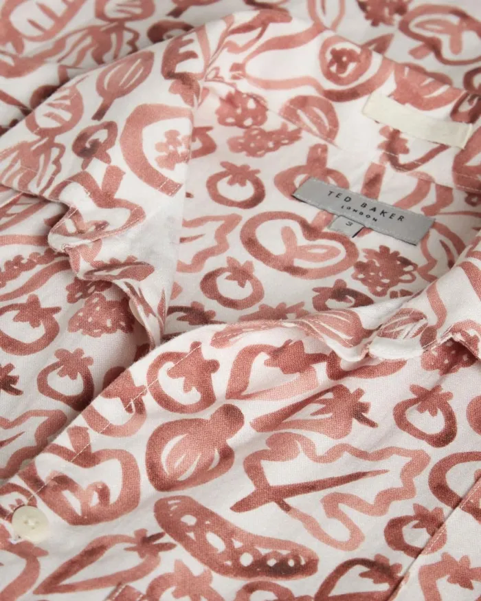 SS Vegetable Print Shirt Dark Orange Men Ted Baker Clothing SS Vegetable Print Shirt Dark Orange Men Ted Baker Clothing