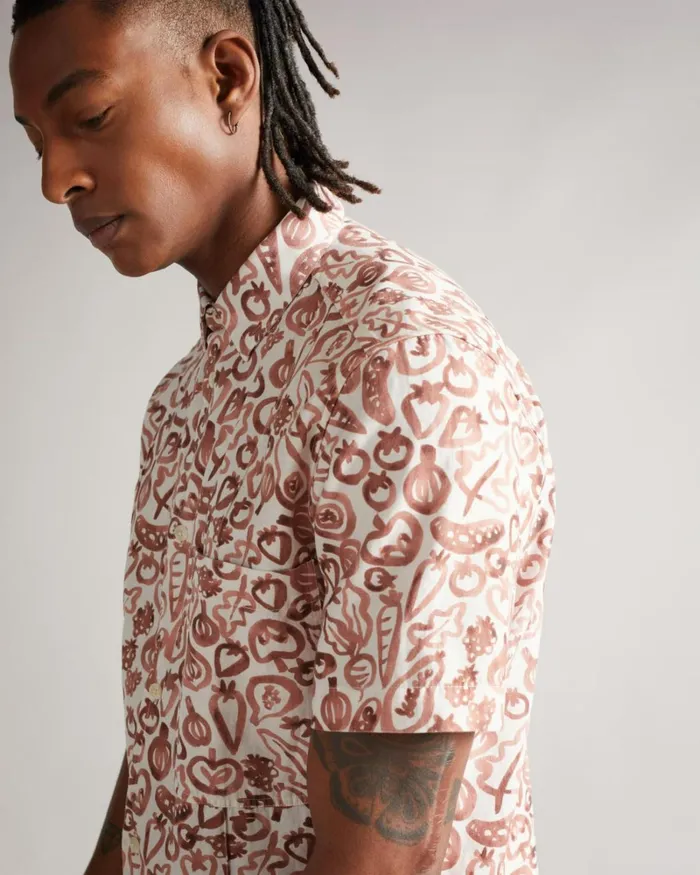 SS Vegetable Print Shirt Dark Orange Men Ted Baker Clothing SS Vegetable Print Shirt Dark Orange Men Ted Baker Clothing