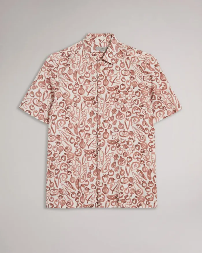 SS Vegetable Print Shirt Dark Orange Men Ted Baker Clothing SS Vegetable Print Shirt Dark Orange Men Ted Baker Clothing