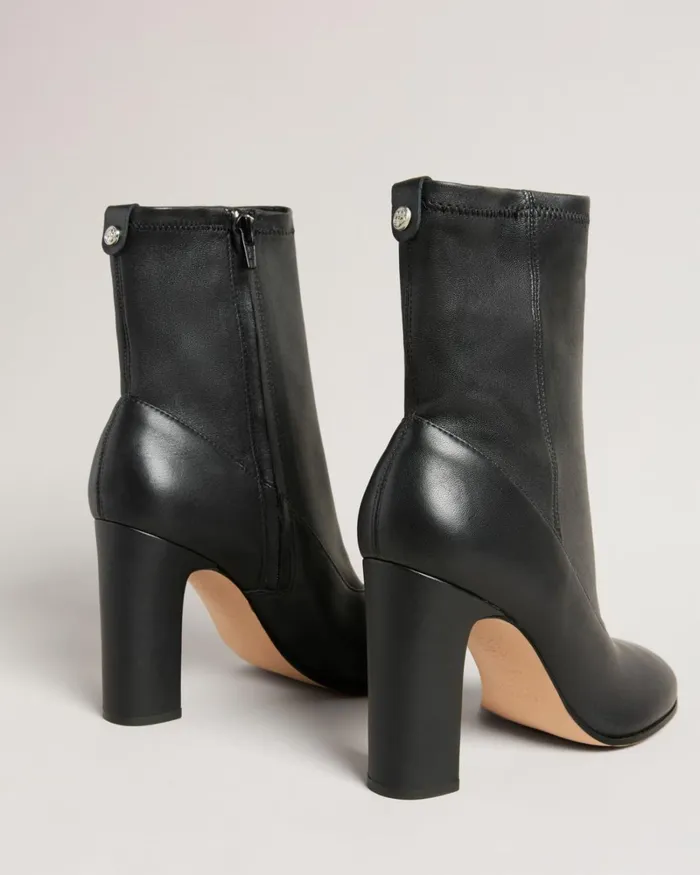 Stretch Ankle Leather Boots Black Women Ted Baker Heels