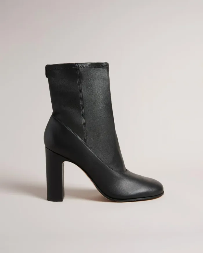 Stretch Ankle Leather Boots Black Women Ted Baker Heels