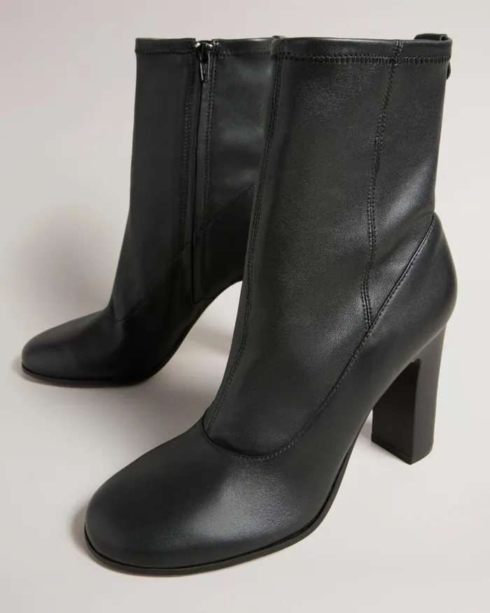 Stretch Ankle Leather Boots Black Women Ted Baker Heels