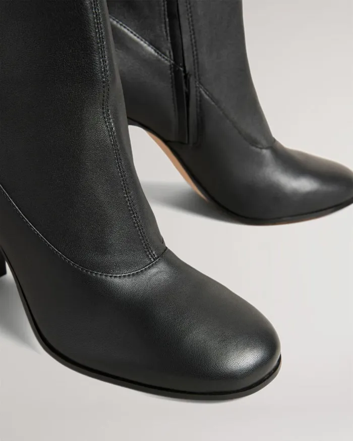 Stretch Ankle Leather Boots Black Women Ted Baker Heels