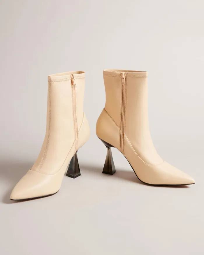 Stretch Leather High Heeled Ankle Boots Natural Women Ted Baker Boots