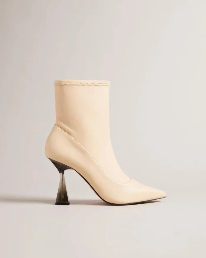 Stretch Leather High Heeled Ankle Boots Natural Women Ted Baker Boots