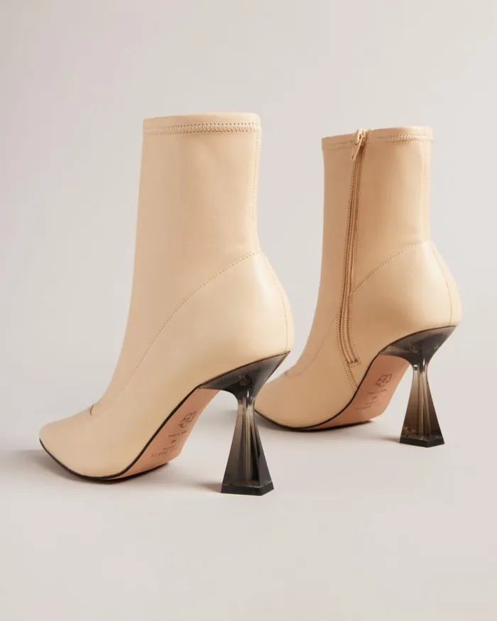 Stretch Leather High Heeled Ankle Boots Natural Women Ted Baker Boots