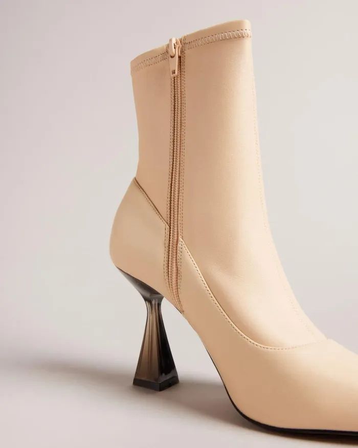 Stretch Leather High Heeled Ankle Boots Natural Women Ted Baker Boots