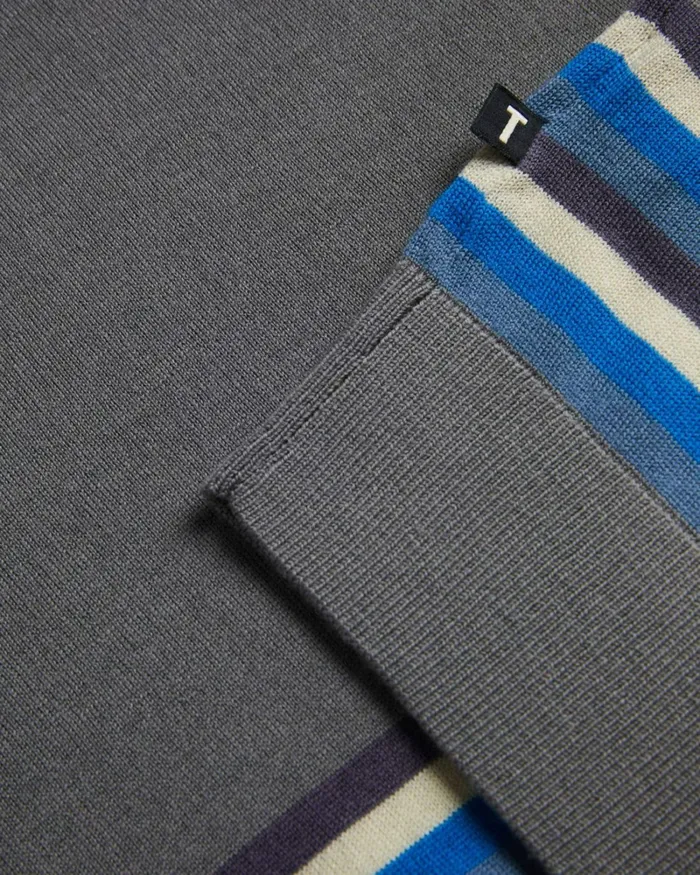 Striped Wool Polo Shirt MidBlue Men Ted Baker Clothing