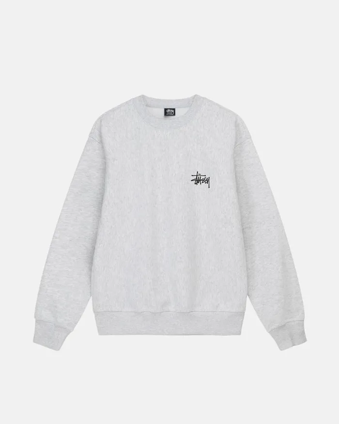 Sweats Men Stussy BASIC STSSY CREW Ash Heather Sweats Men Stussy BASIC STSSY CREW Ash Heather