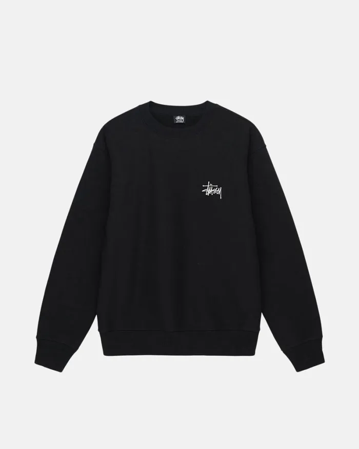 Sweats Men Stussy BASIC STSSY CREW Black Sweats Men Stussy BASIC STSSY CREW Black