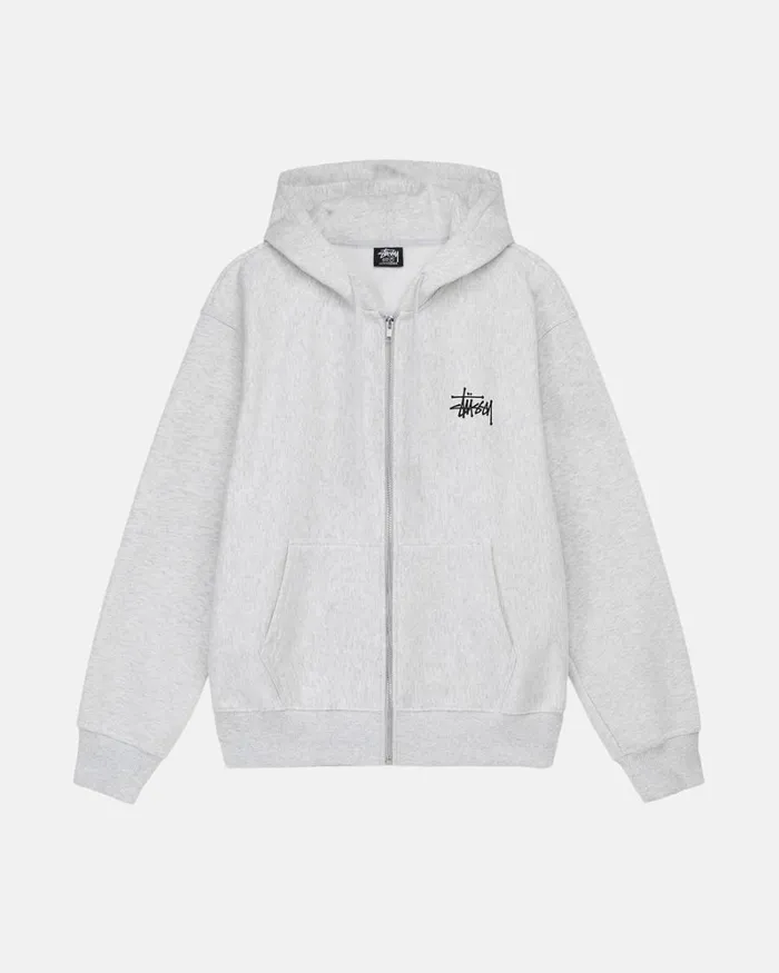 Sweats Men Stussy BASIC STSSY ZIP HOODIE Ash Heather