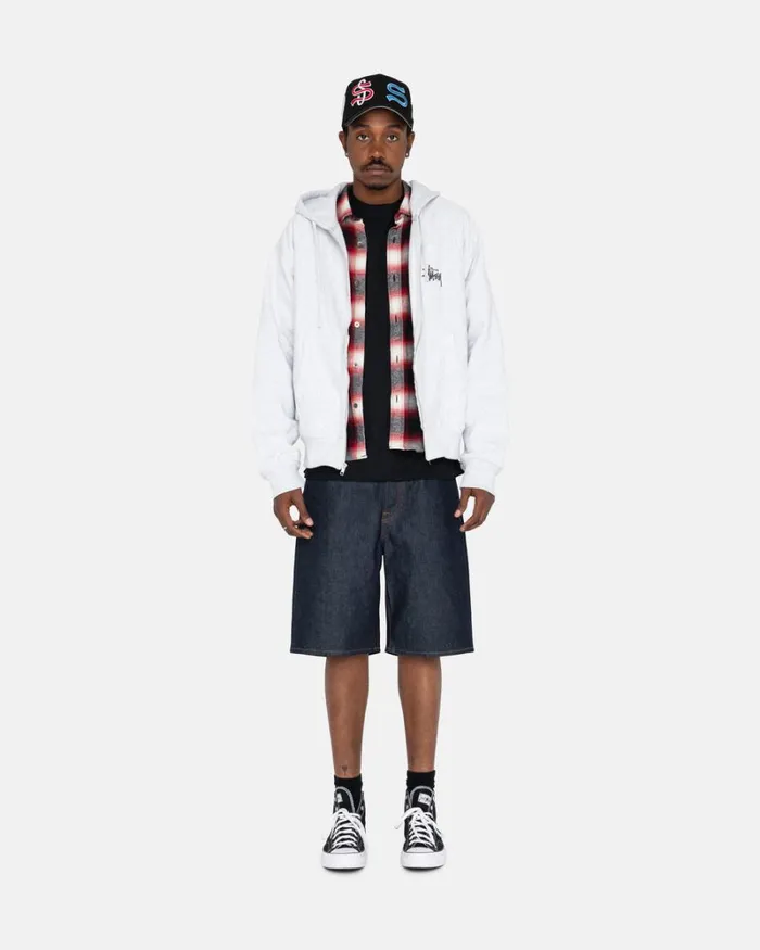 Sweats Men Stussy BASIC STSSY ZIP HOODIE Ash Heather Sweats Men Stussy BASIC STSSY ZIP HOODIE Ash Heather