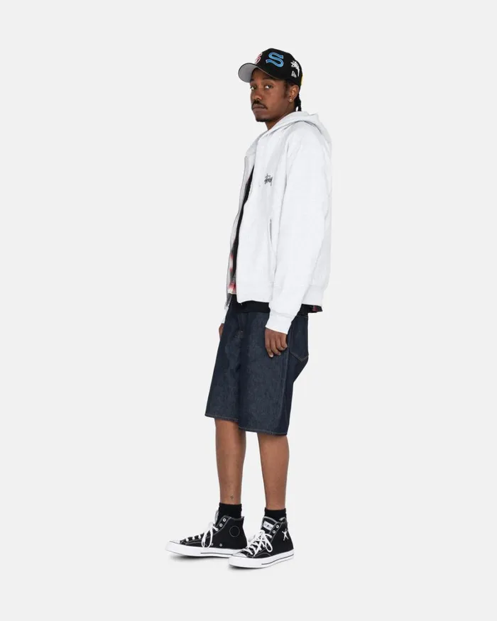 Sweats Men Stussy BASIC STSSY ZIP HOODIE Ash Heather Sweats Men Stussy BASIC STSSY ZIP HOODIE Ash Heather