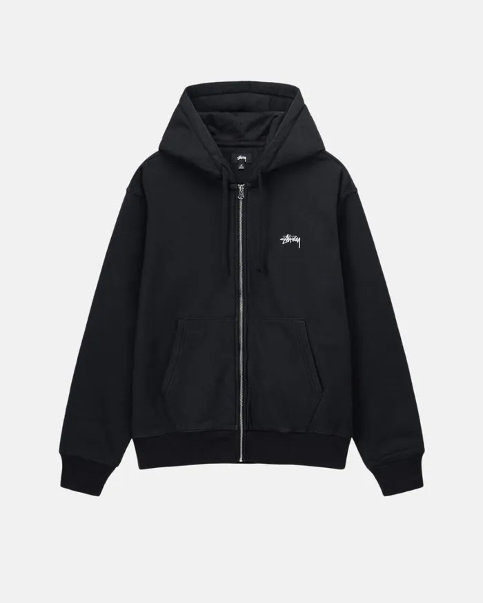 Sweats Men Stussy STOCK LOGO ZIP HOODIE Black