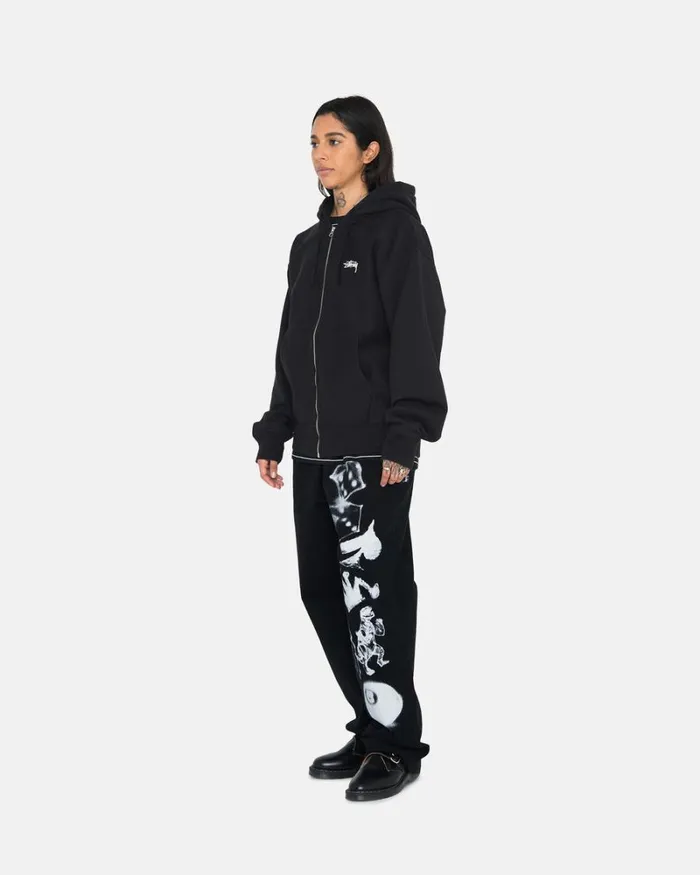 Sweats Men Stussy STOCK LOGO ZIP HOODIE Black Sweats Men Stussy STOCK LOGO ZIP HOODIE Black