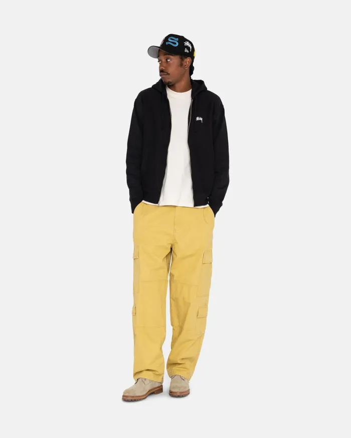 Sweats Men Stussy STOCK LOGO ZIP HOODIE Black Sweats Men Stussy STOCK LOGO ZIP HOODIE Black