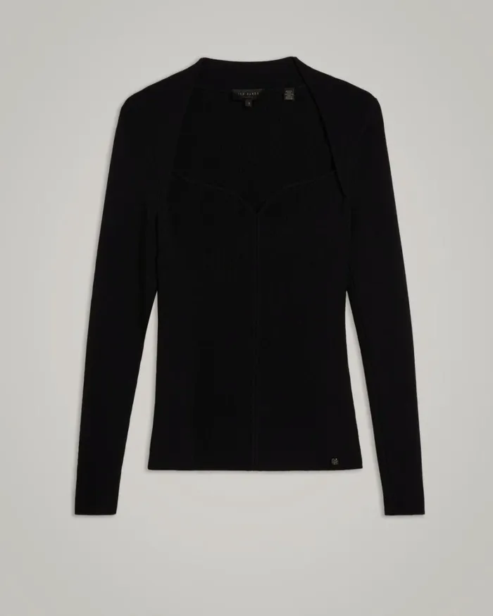 Sweetheart Neckline Knitted Top Black Women Ted Baker Clothing