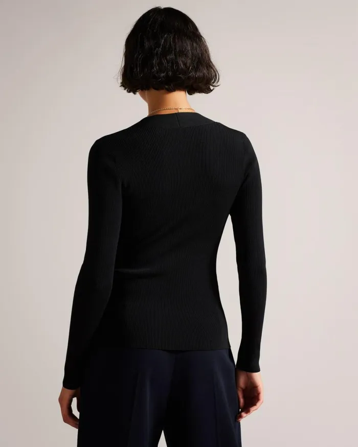 Sweetheart Neckline Knitted Top Black Women Ted Baker Clothing
