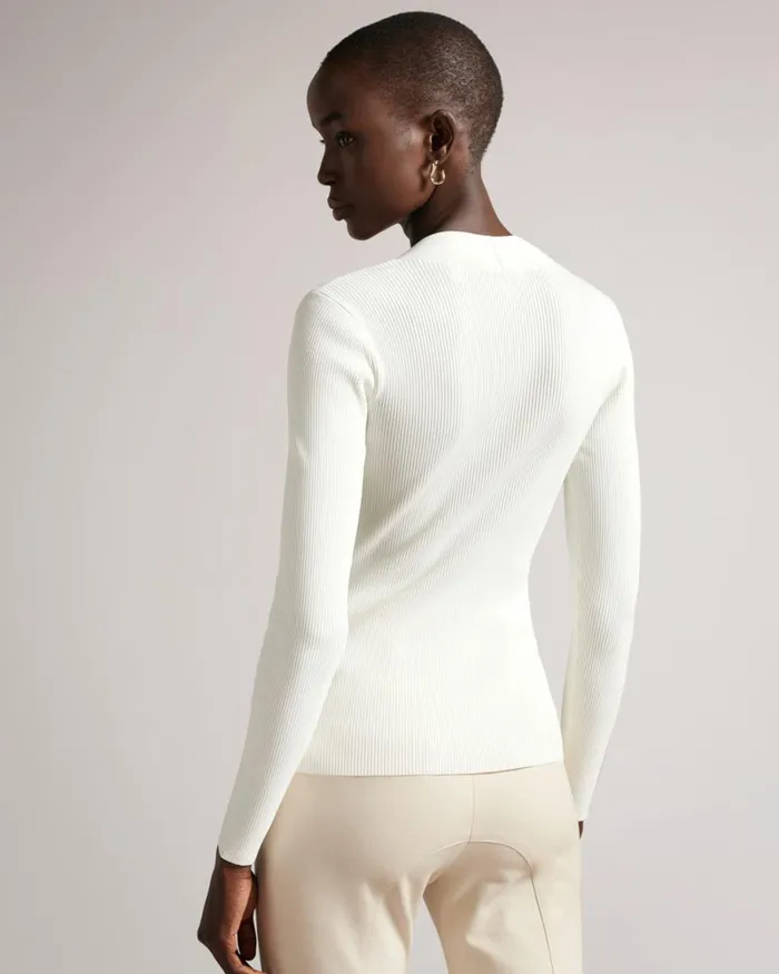 Sweetheart Neckline Knitted Top White Women Ted Baker Clothing