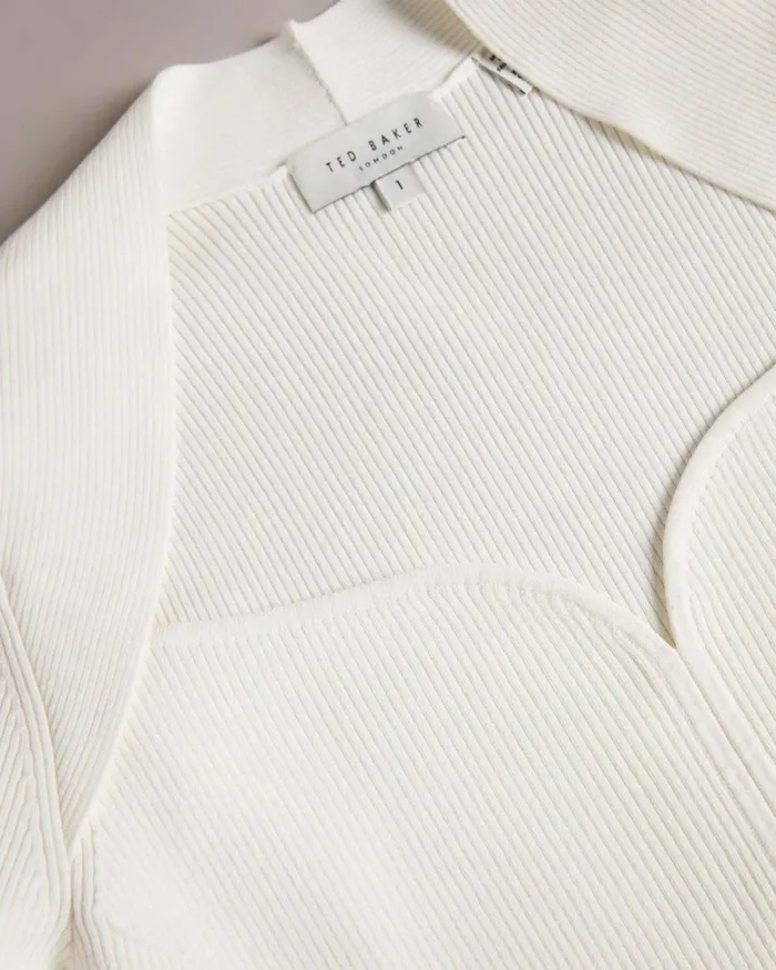 Sweetheart Neckline Knitted Top White Women Ted Baker Clothing
