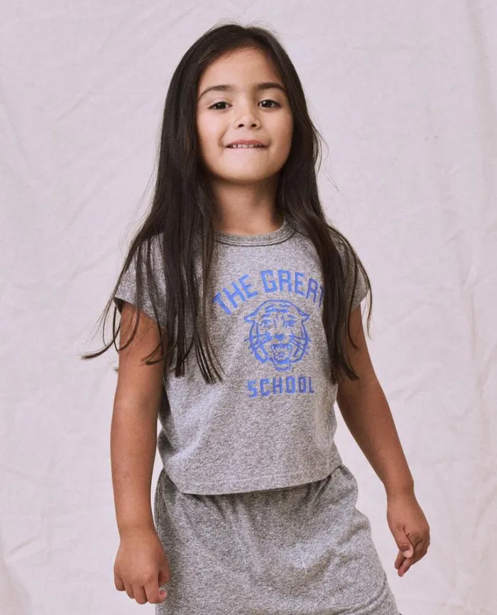 Tshirts Little039s The Great The Little Boxy Crew Heather Grey With Wild Cat Graphic