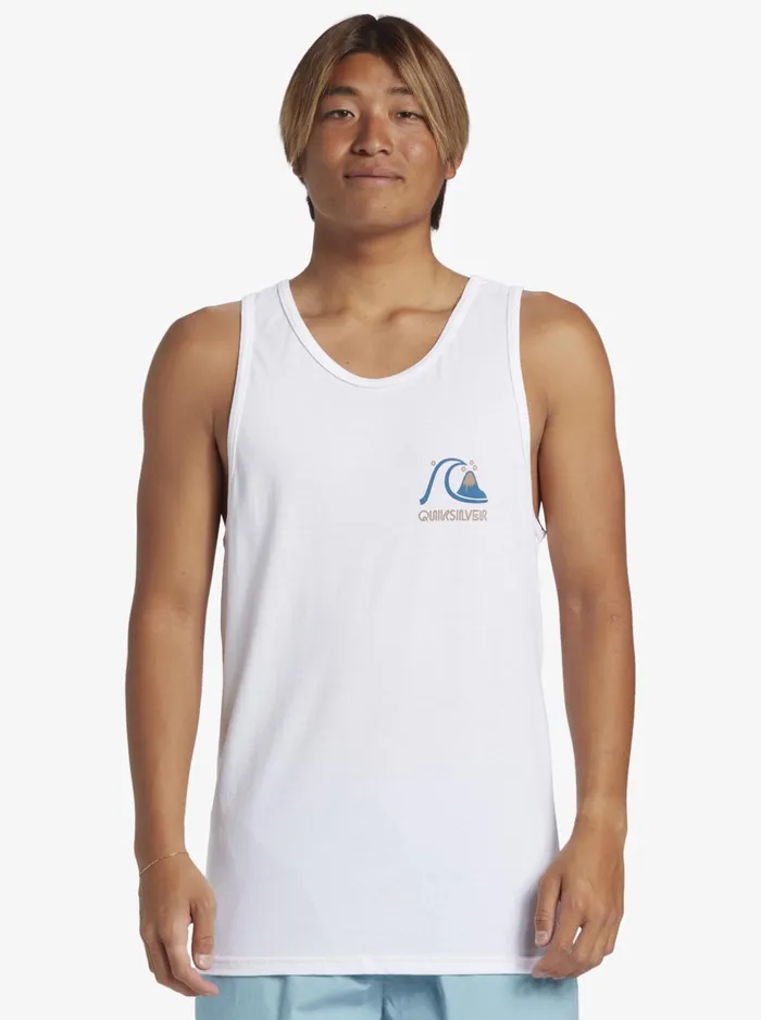Tees Men Quiksilver Circle Back Tank Top White Tees Men Quiksilver Circle Back Tank Top White