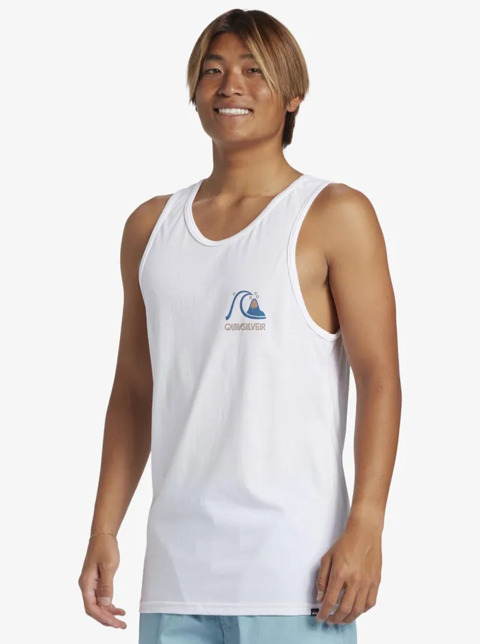 Tees Men Quiksilver Circle Back Tank Top White Tees Men Quiksilver Circle Back Tank Top White
