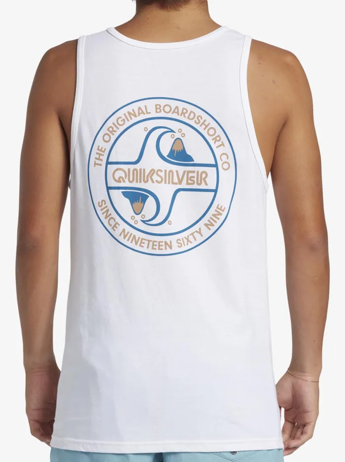 Tees Men Quiksilver Circle Back Tank Top White Tees Men Quiksilver Circle Back Tank Top White