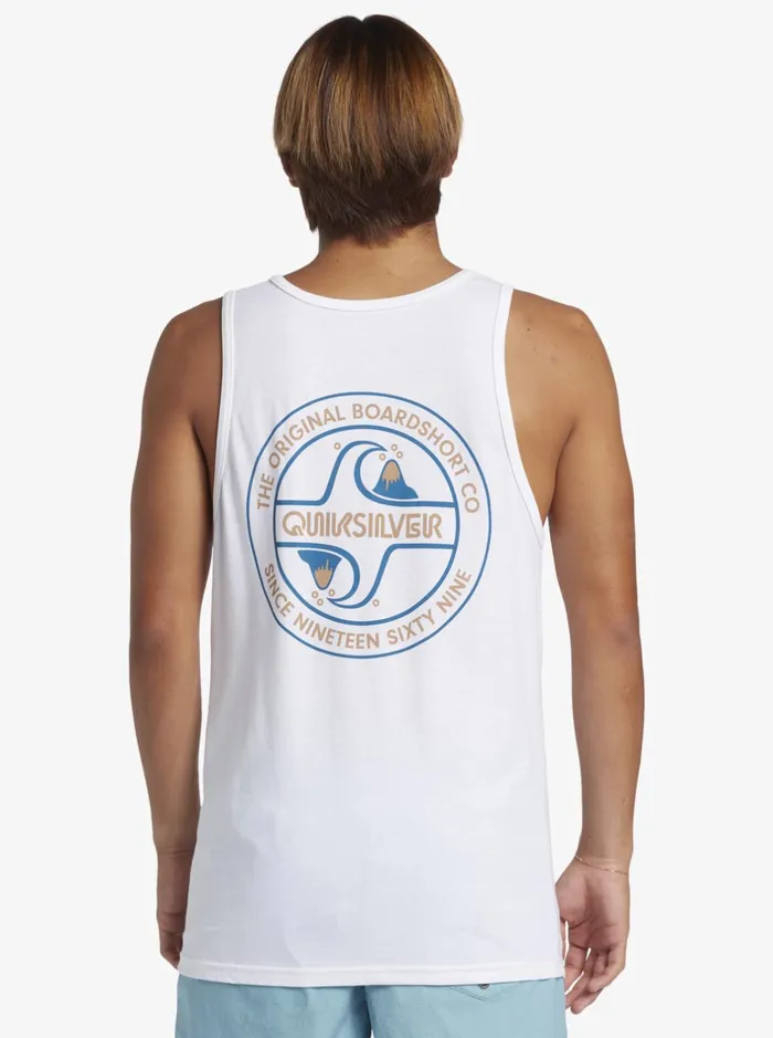Tees Men Quiksilver Circle Back Tank Top White Tees Men Quiksilver Circle Back Tank Top White