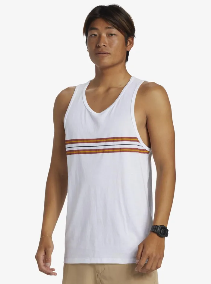 Tees Men Quiksilver Everyday Stripe Tank Top White Tees Men Quiksilver Everyday Stripe Tank Top White