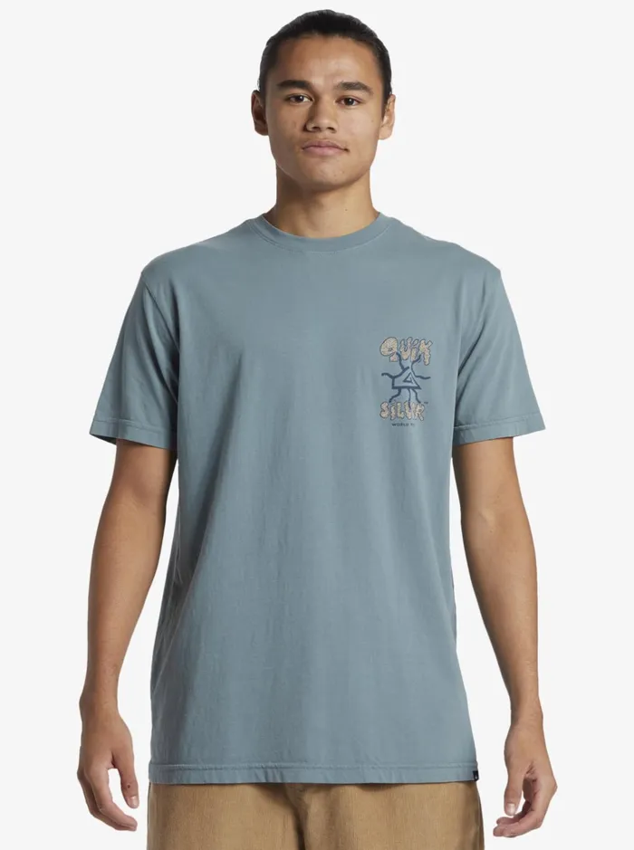 Tees Men Quiksilver Global Force Mtz TShirt Aegean Blue Tees Men Quiksilver Global Force Mtz TShirt Aegean Blue