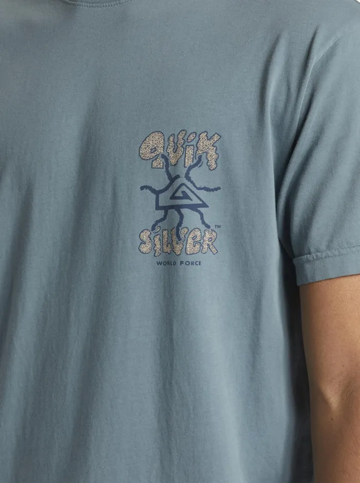 Tees Men Quiksilver Global Force Mtz TShirt Aegean Blue Tees Men Quiksilver Global Force Mtz TShirt Aegean Blue