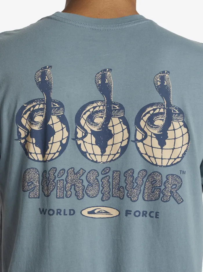 Tees Men Quiksilver Global Force Mtz TShirt Aegean Blue Tees Men Quiksilver Global Force Mtz TShirt Aegean Blue