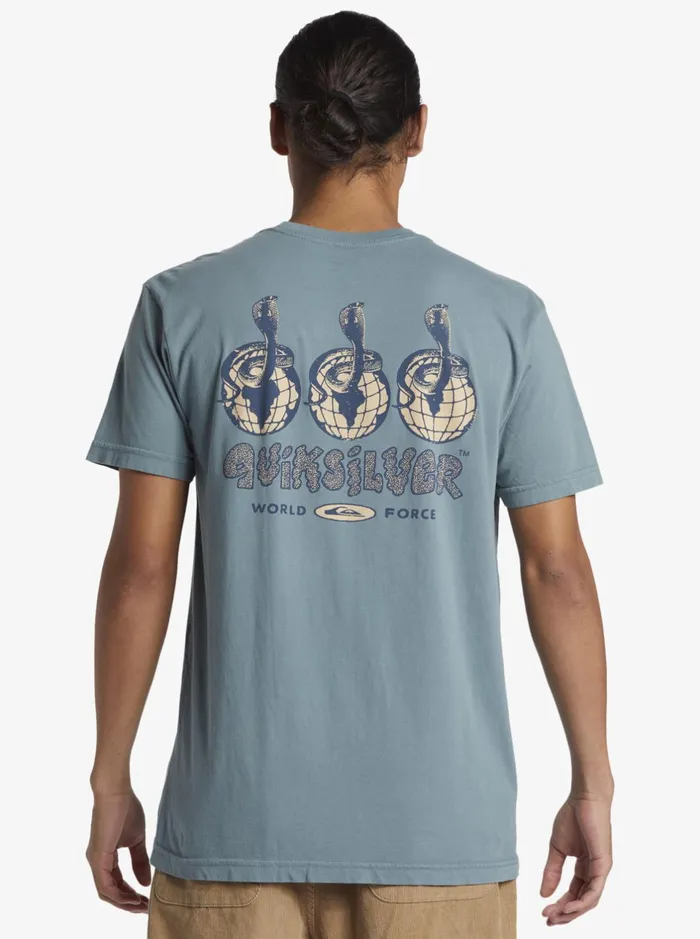 Tees Men Quiksilver Global Force Mtz TShirt Aegean Blue Tees Men Quiksilver Global Force Mtz TShirt Aegean Blue