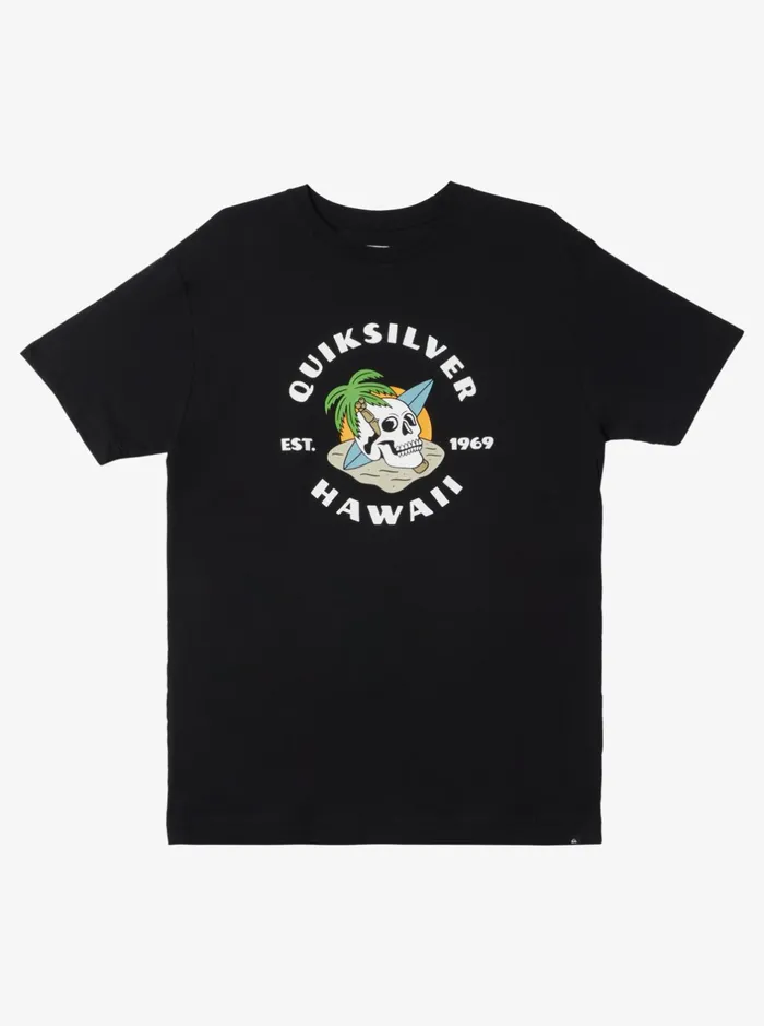 Tees Men Quiksilver Hawaii Palm And Skull TShirt Black