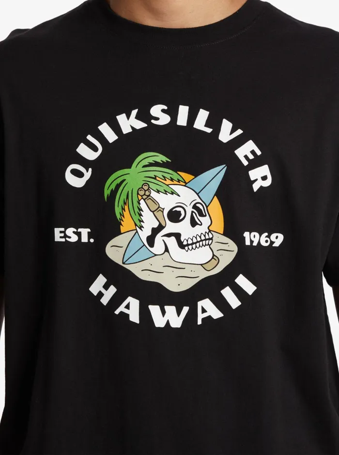 Tees Men Quiksilver Hawaii Palm And Skull TShirt Black Tees Men Quiksilver Hawaii Palm And Skull TShirt Black