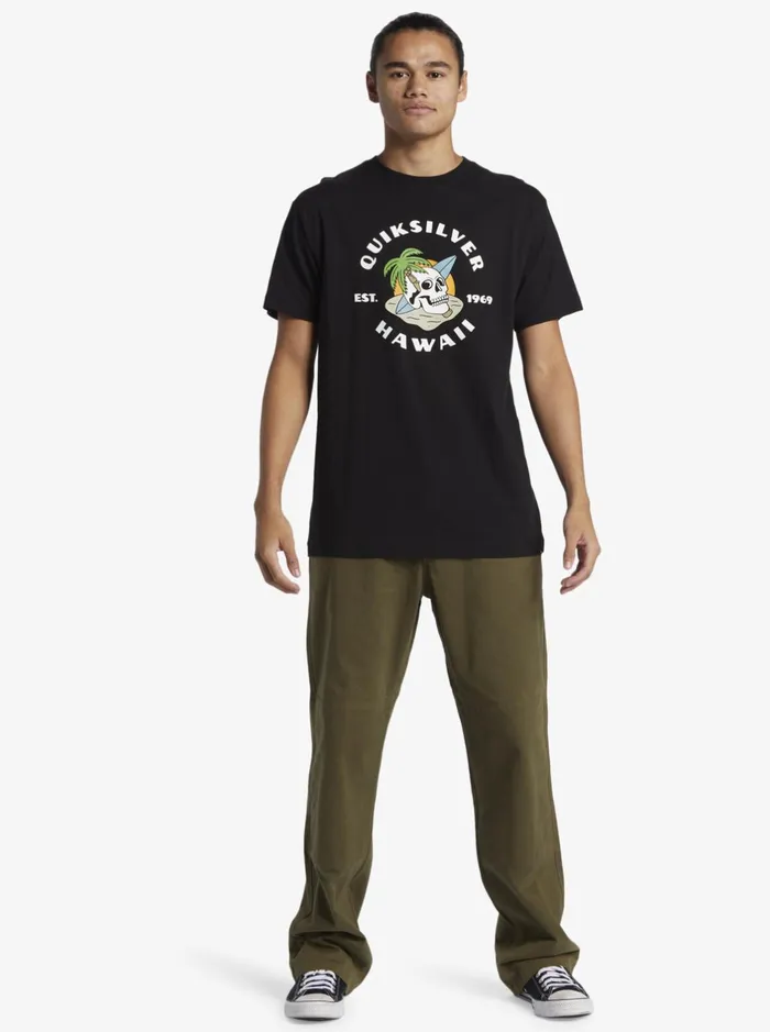 Tees Men Quiksilver Hawaii Palm And Skull TShirt Black Tees Men Quiksilver Hawaii Palm And Skull TShirt Black
