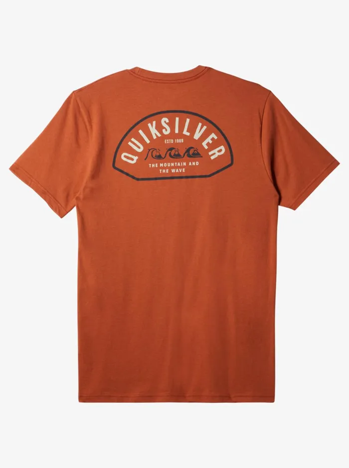 Tees Men Quiksilver Logo Lockup TShirt Baked Clay Tees Men Quiksilver Logo Lockup TShirt Baked Clay