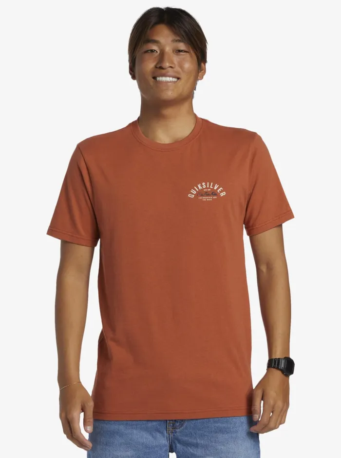 Tees Men Quiksilver Logo Lockup TShirt Baked Clay Tees Men Quiksilver Logo Lockup TShirt Baked Clay