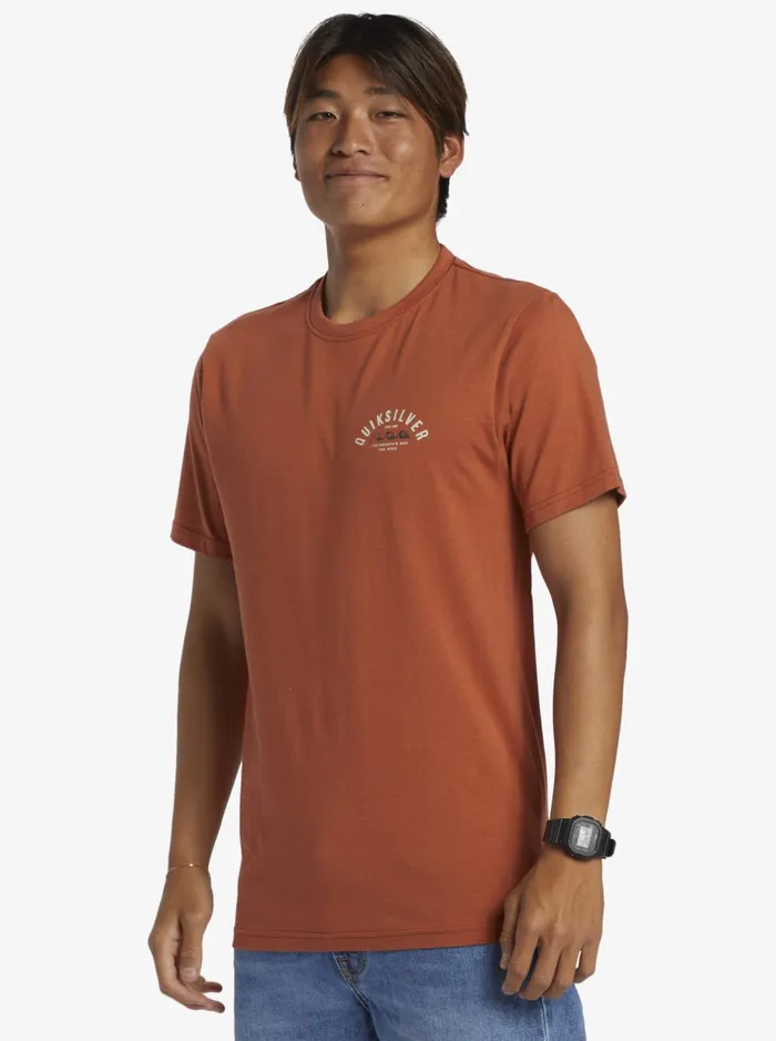 Tees Men Quiksilver Logo Lockup TShirt Baked Clay Tees Men Quiksilver Logo Lockup TShirt Baked Clay