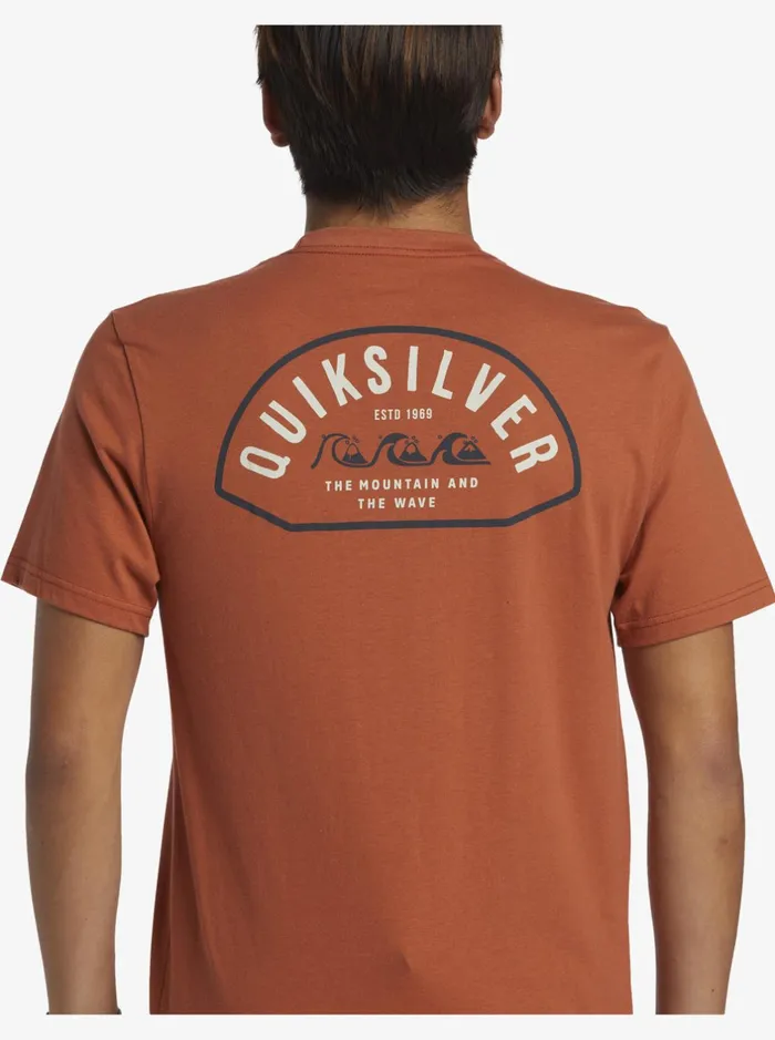 Tees Men Quiksilver Logo Lockup TShirt Baked Clay Tees Men Quiksilver Logo Lockup TShirt Baked Clay