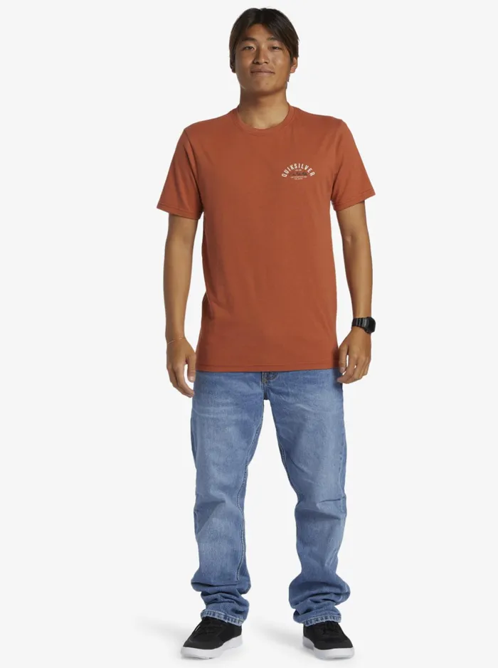 Tees Men Quiksilver Logo Lockup TShirt Baked Clay Tees Men Quiksilver Logo Lockup TShirt Baked Clay