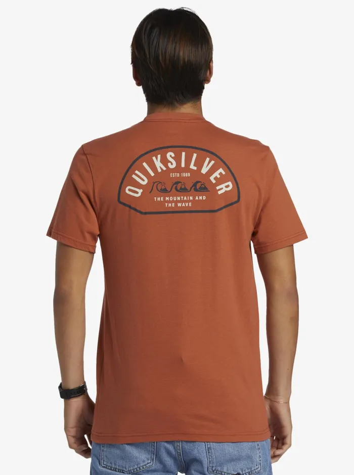 Tees Men Quiksilver Logo Lockup TShirt Baked Clay Tees Men Quiksilver Logo Lockup TShirt Baked Clay