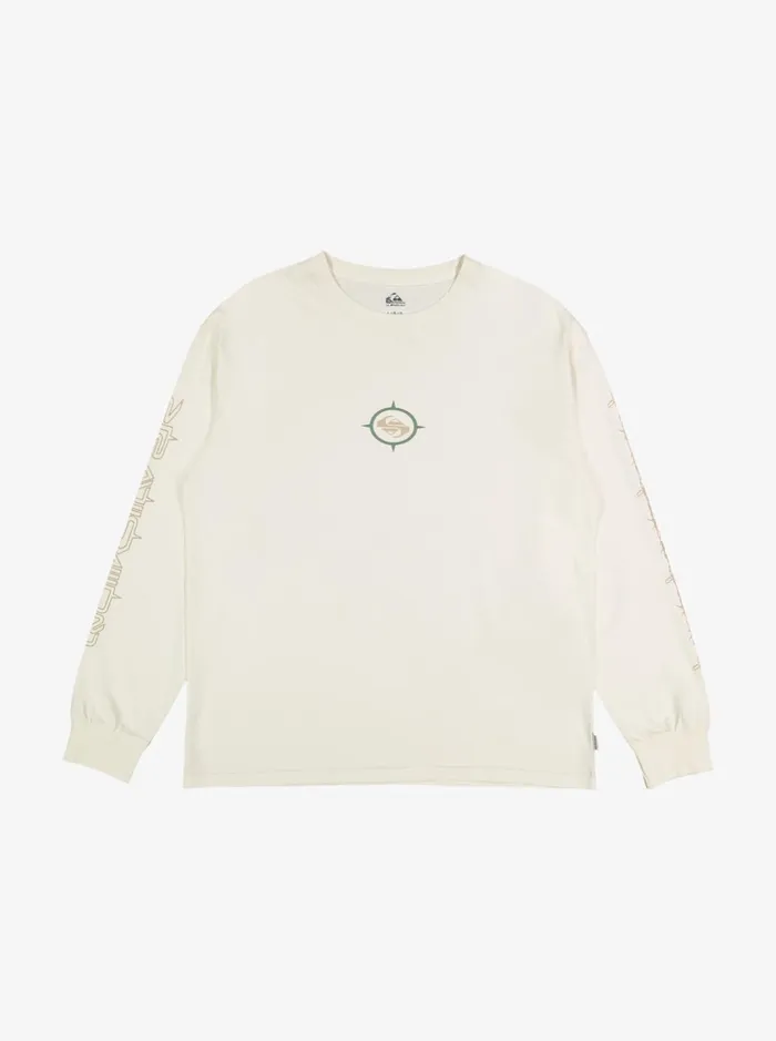 Tees Men Quiksilver Off Grid Long Sleeve TShirt Snow White