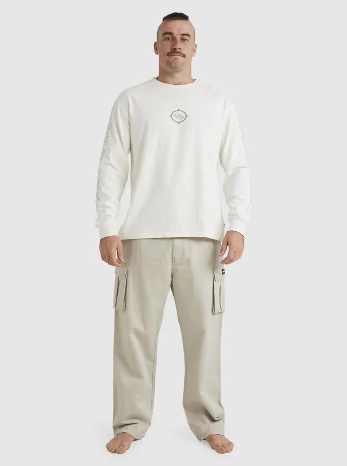 Tees Men Quiksilver Off Grid Long Sleeve TShirt Snow White Tees Men Quiksilver Off Grid Long Sleeve TShirt Snow White
