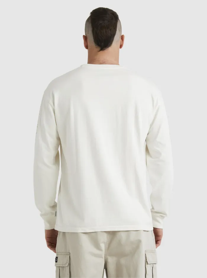 Tees Men Quiksilver Off Grid Long Sleeve TShirt Snow White Tees Men Quiksilver Off Grid Long Sleeve TShirt Snow White