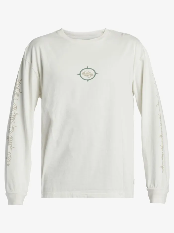 Tees Men Quiksilver Off Grid Long Sleeve TShirt Snow White Tees Men Quiksilver Off Grid Long Sleeve TShirt Snow White