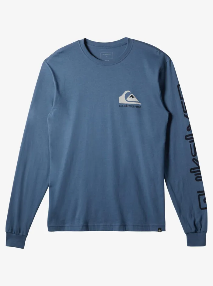 Tees Men Quiksilver Omni Logo Long Sleeve TShirt Bering Sea