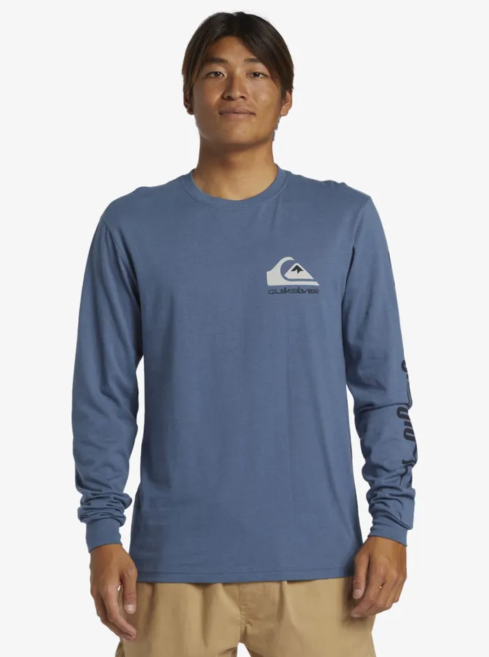 Tees Men Quiksilver Omni Logo Long Sleeve TShirt Bering Sea Tees Men Quiksilver Omni Logo Long Sleeve TShirt Bering Sea