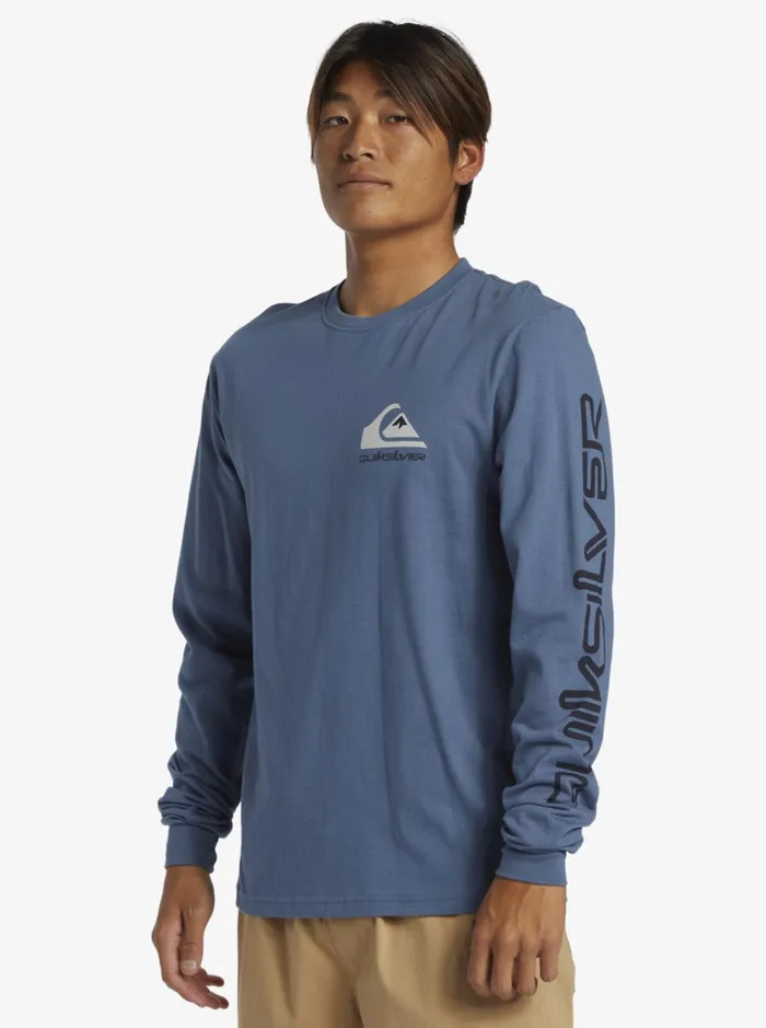 Tees Men Quiksilver Omni Logo Long Sleeve TShirt Bering Sea Tees Men Quiksilver Omni Logo Long Sleeve TShirt Bering Sea